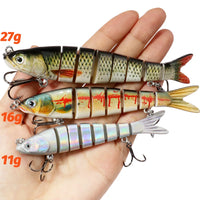 8-Segment Swimbait Fishing Lure – Slow Sinking Jointed Bass & Carp Hard Bait with Treble Hooks