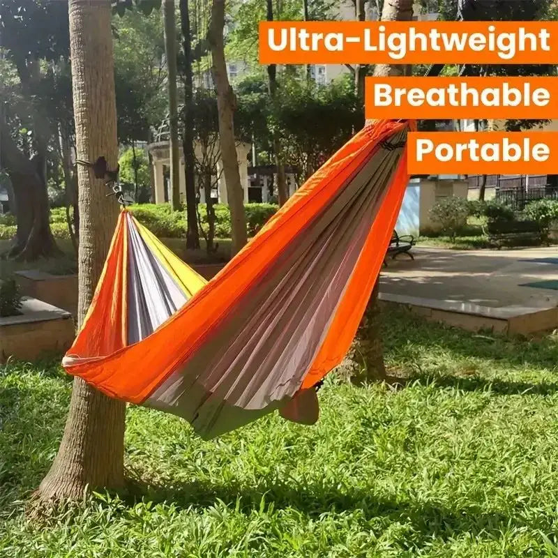 Portable Heavy Duty Double Camping Hammock – Anti-Roll Outdoor Hammock for Hiking, Beach & Backyard Use