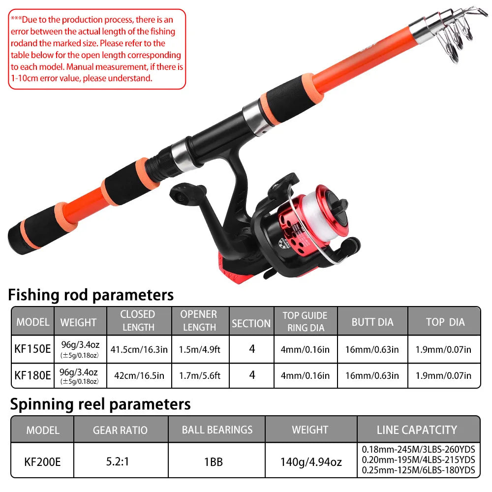 Portable Glass Fiber Telescopic Fishing Rod – Heavy Duty Baitcasting Fishing Pole