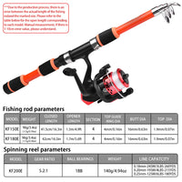 Portable Glass Fiber Telescopic Fishing Rod – Heavy Duty Baitcasting Fishing Pole
