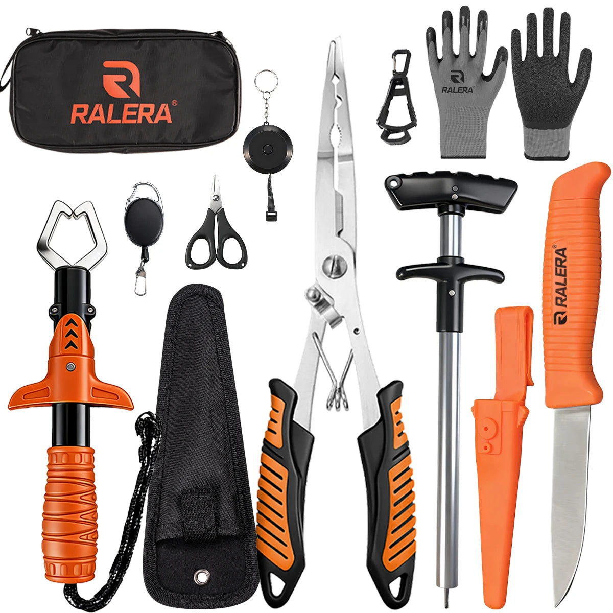 Fishing Tool Kit – Heavy Duty Fish Gripper, Pliers, Hook Remover & Knife Set for Fishing Tackle