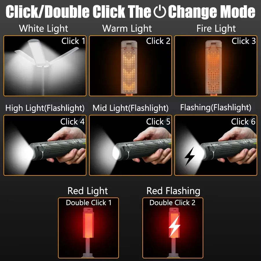Outdoor Retractable Camping Lamp – 1000 Lumen LED Rechargeable