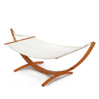 Heavy Duty Double Hammock with Curved Hardwood Stand (10.5 ft, 400lb Capacity) – Premium Outdoor Relaxation Set
