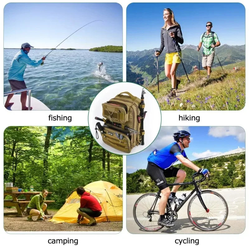 Goture Outdoor Fishing Backpack Large Capacity Waterproof Tackle Bag for Hiking Camping Cycling Multifunction Fishing Tackle Bag