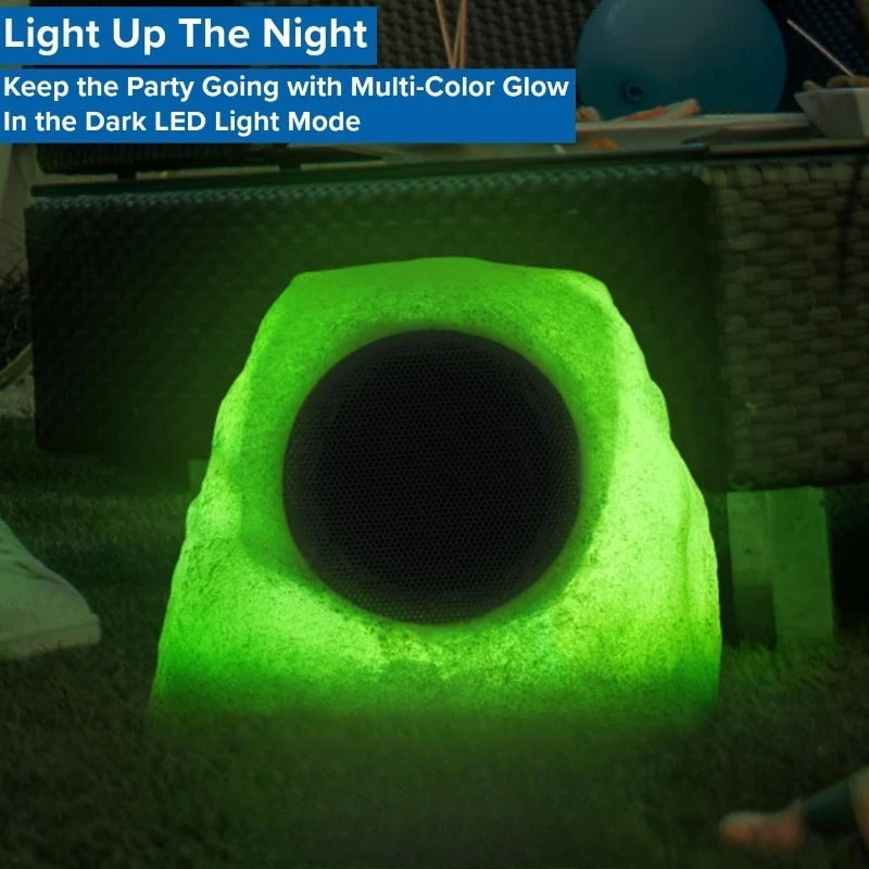 Portable Solar-Powered Bluetooth Rock Speakers Pair with Multi-Link, Weather-Resistant Design for Outdoor Entertainment,