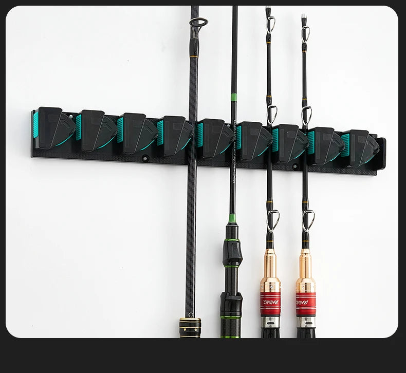 Wall Mounted Fishing Rod Holder Rack – Vertical & Horizontal Storage for Up to 9 Rods