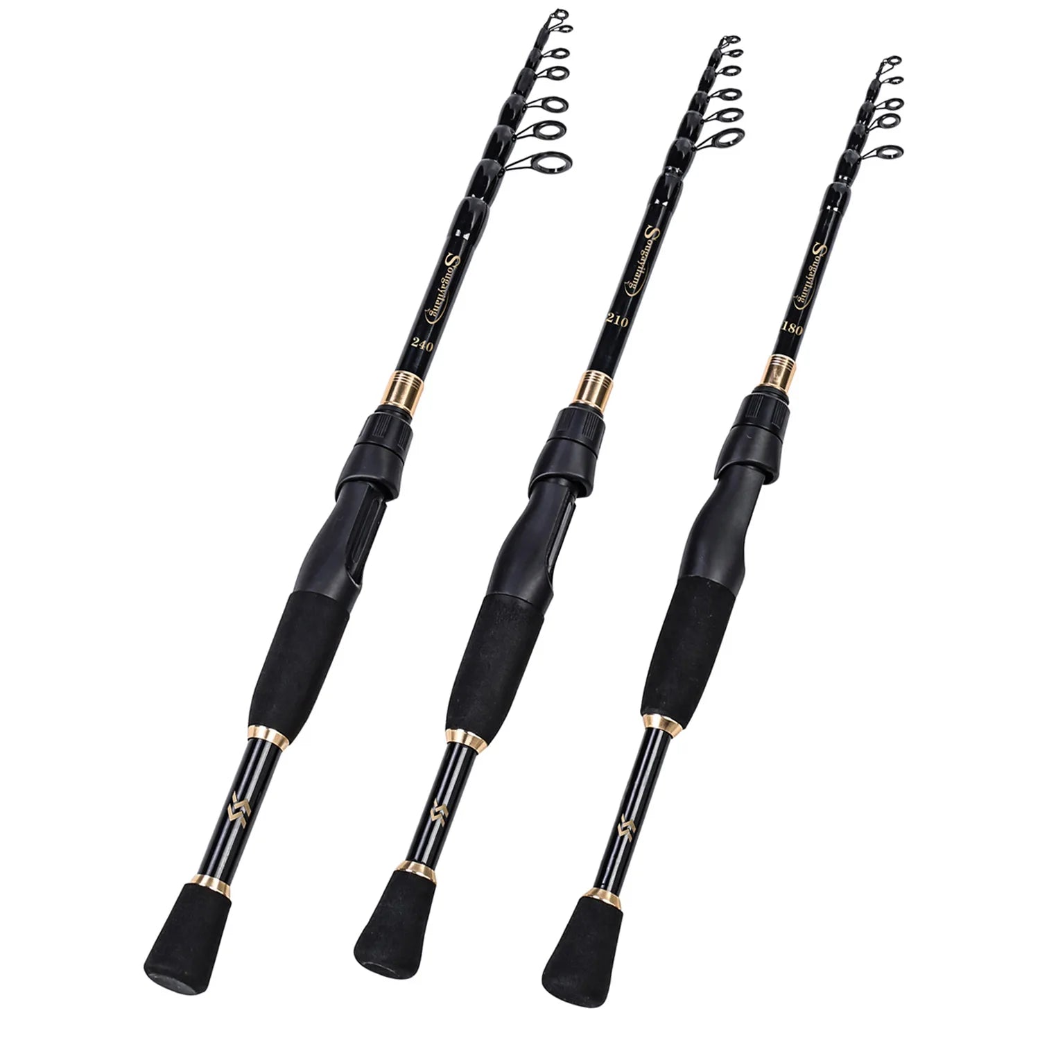 Sougayilang Telescopic Fishing Combo 1.8m 2.1m 2.4m Carbon Fiber Rod and 5.5:1 13+1BB Spinning Fishing Reel Fishing Kit Pesca