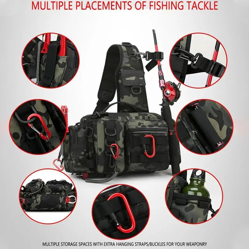 Heavy Duty Fishing Gear Shoulder Bag – Multi-Compartment Outdoor Tackle Storage Bag