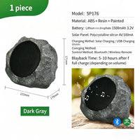 Solar Powered Simulation Stone Bluetooth Remote Control Speaker for Outdoor Lawn and Courtyard Decoration Without Wiring