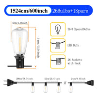 Up To 100FT ST38 LED Outdoor String Lights, Waterproof Shatterproof Connectable US Plug Patio Lamps for Garden, Balcony, Porch