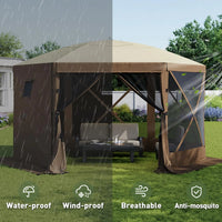 12x12 FT Pop Up Gazebo Screen Tent – 6-Sided Canopy with Carry Bag & Stakes, Outdoor Sun Shelter for Backyard & Camping