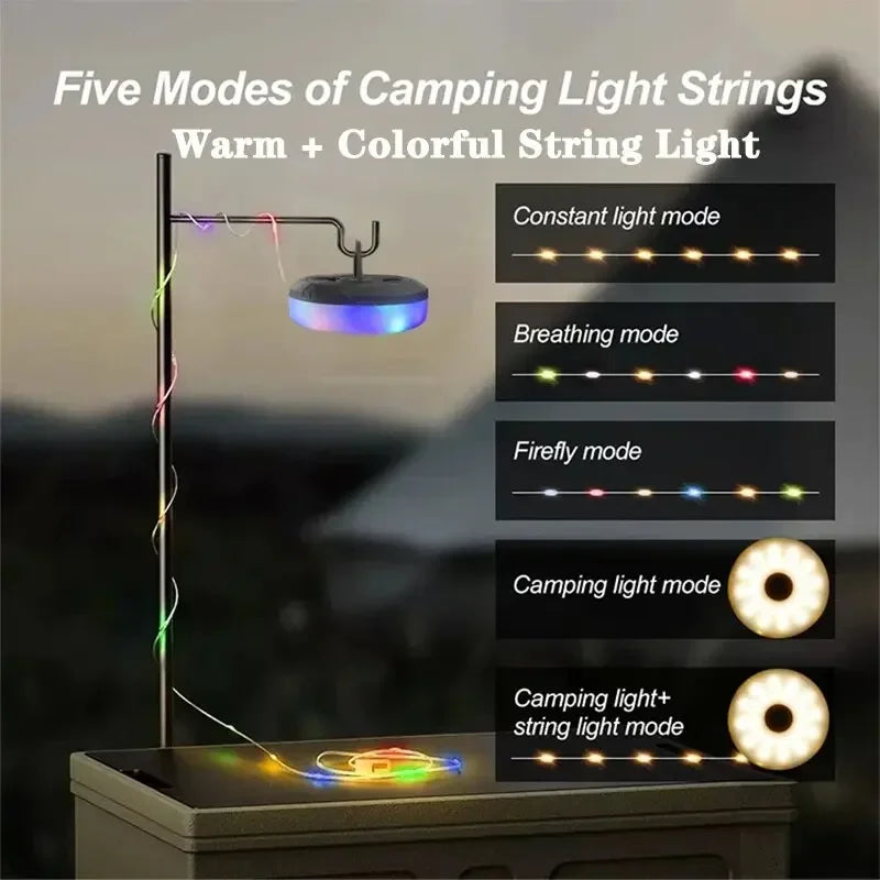 10M Length LED Camping Lamp Strip Atmosphere Waterproof Recyclable Light Belt Outdoor Garden Decoration Lamp for Tent Room