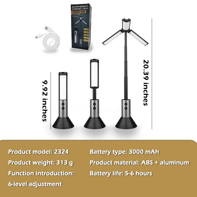 Outdoor Retractable Camping Lamp – 1000 Lumen LED Rechargeable