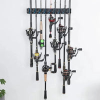 Wall Mounted Fishing Rod Holder Rack – Vertical & Horizontal Storage Organizer for Up to 9 Rods