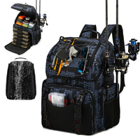 45L Heavy Duty Fishing Backpack Cooler – Waterproof Tackle Storage Bag with Rod Holders & Rain Cover