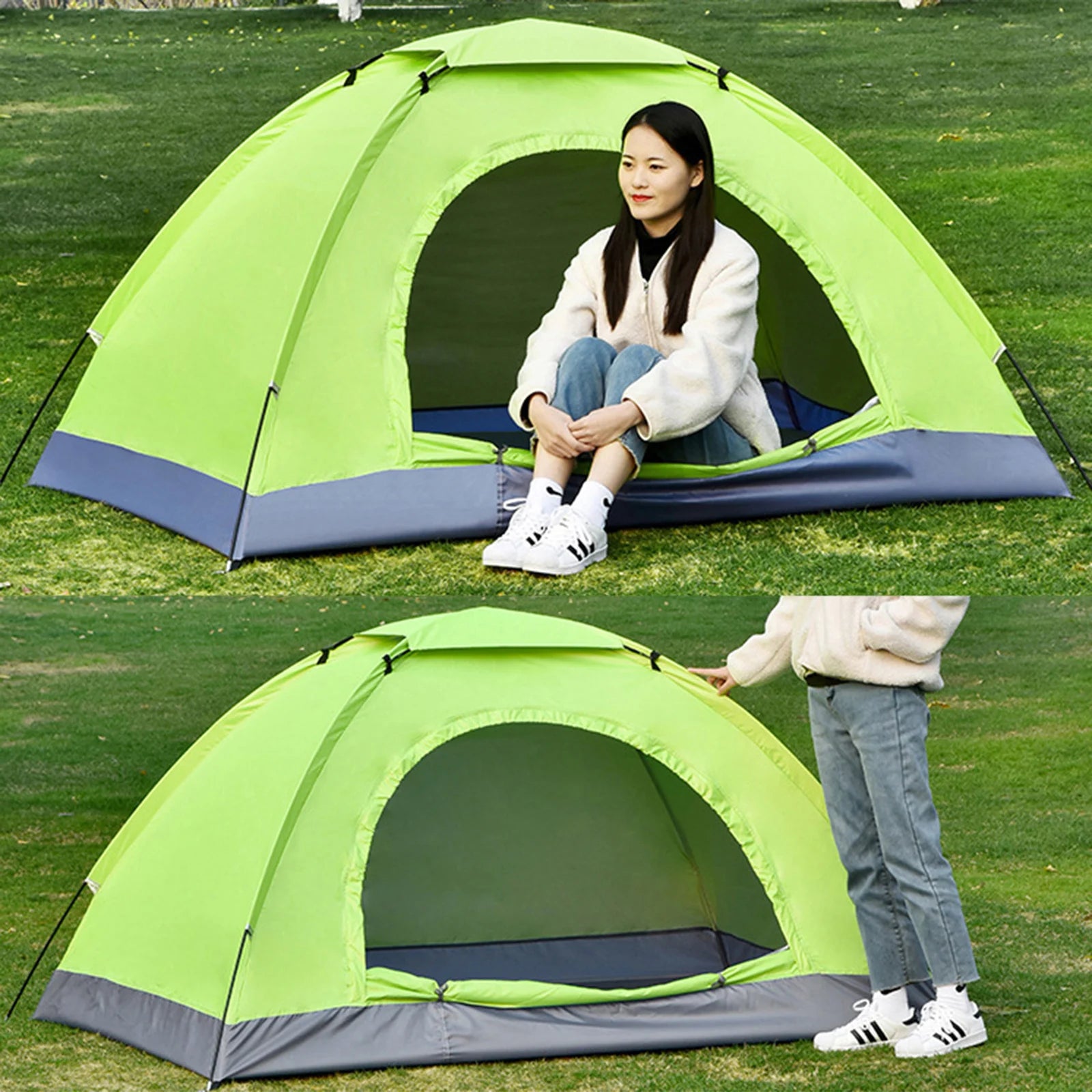 Ultralight 1-2 Person Camping Tent – Single Layer Portable Hiking Tent with Anti-UV Coating for Backpacking