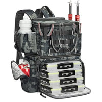 Fishing Backpack with 4 Tackle Boxes Fishing Bag with Rod Holder and Safety Compass and Cooler Gifts for Fishermen