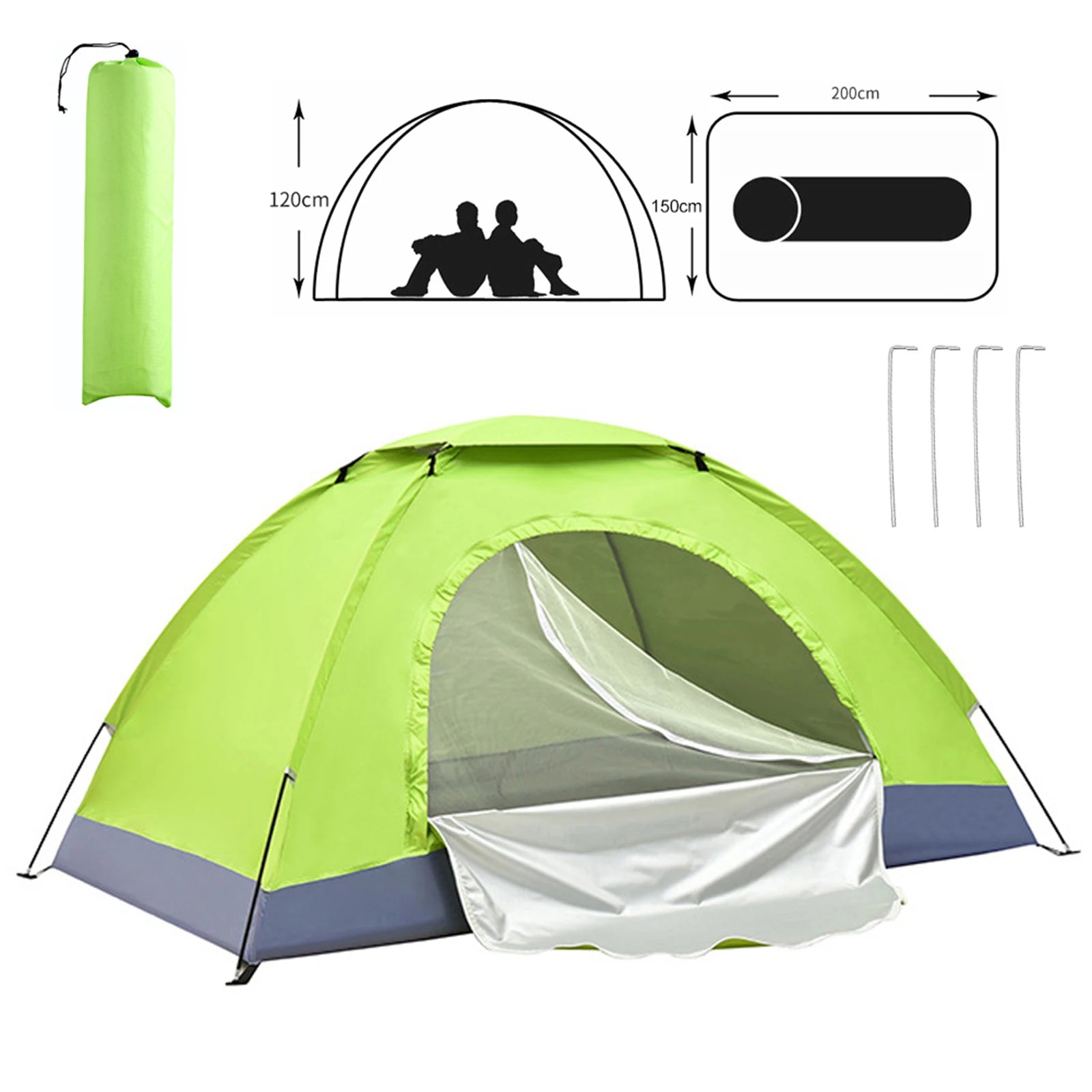 Ultralight 1-2 Person Camping Tent – Single Layer Portable Hiking Tent with Anti-UV Coating for Backpacking