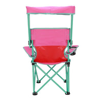 Kids Canopy Camp Chair with Safety Lock - 125lb Capacity (Pink/Green)
