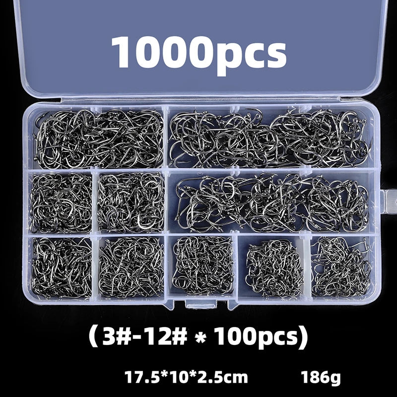 Heavy Duty Fishing Hooks Set – High Carbon Steel Barbed Hooks for Saltwater & Freshwater Fishing