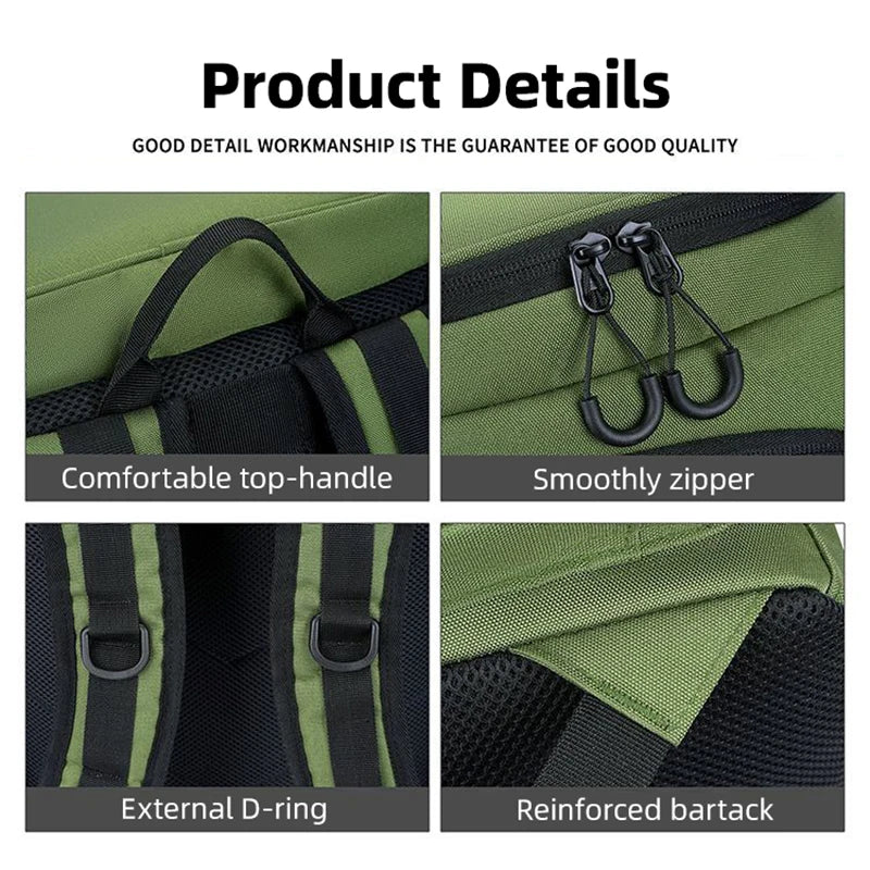 Heavy Duty Fishing Backpack with Rod Holders – Waterproof Multifunctional Tackle Storage Bag for Fishing & Hiking