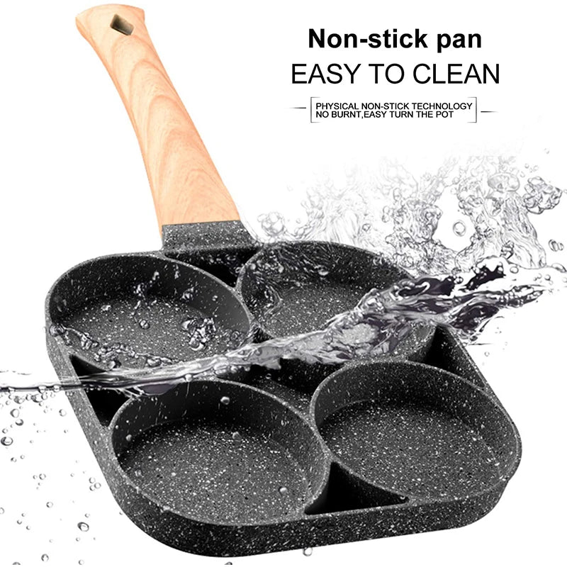 Pancake Egg Frying Pan 4 Cups Omelet Poached Egg Pan for Breakfast Divided Coating with Non Sticking Handle JT888