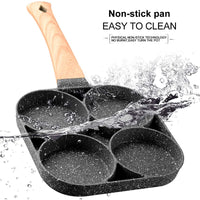 Pancake Egg Frying Pan 4 Cups Omelet Poached Egg Pan for Breakfast Divided Coating with Non Sticking Handle JT888