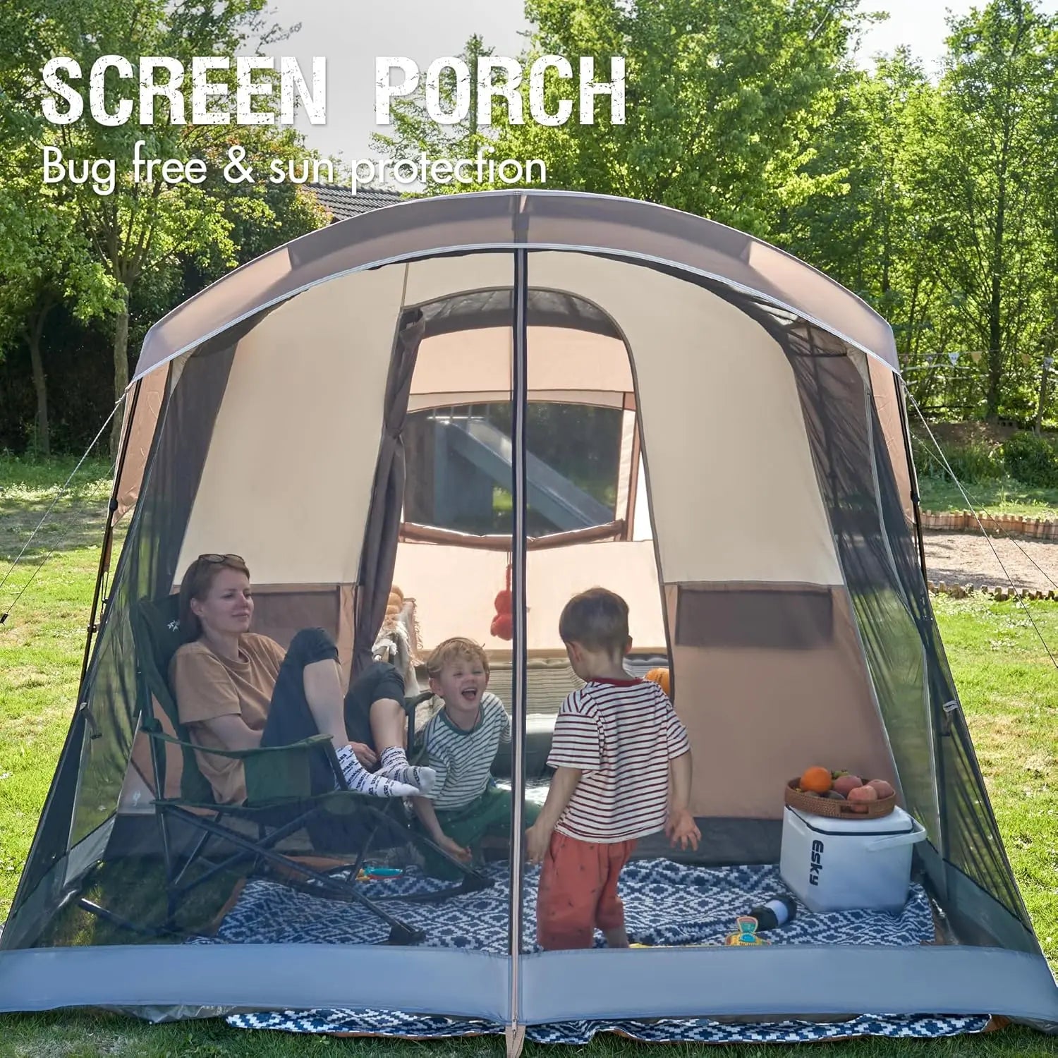 6/8/10 Person Family Camping Tent with Screen Room – Large Waterproof Tunnel Tent with Rainfly for Outdoor Camping