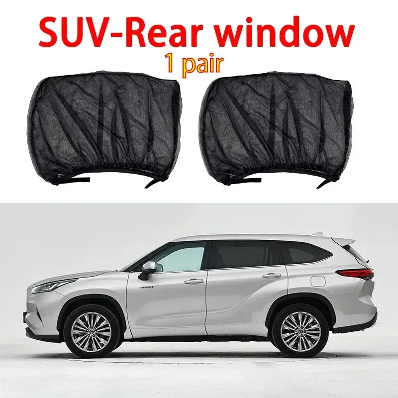 2PCS/4PCS Car Window Sunshade Mosquito Net Set – Breathable UV Protection Screens for Front & Rear Windows
