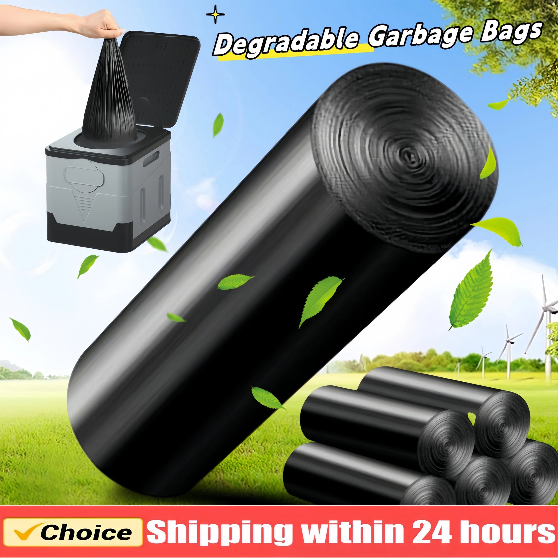 Portable Toilet Trash Bags 1-8 Rolls Eco-Friendly Biodegradable