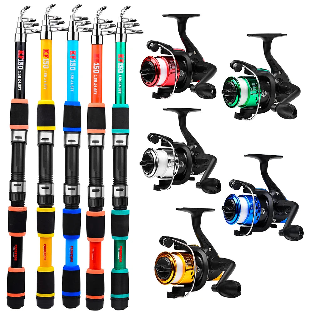 Portable Glass Fiber Telescopic Fishing Rod – Heavy Duty Baitcasting Fishing Pole