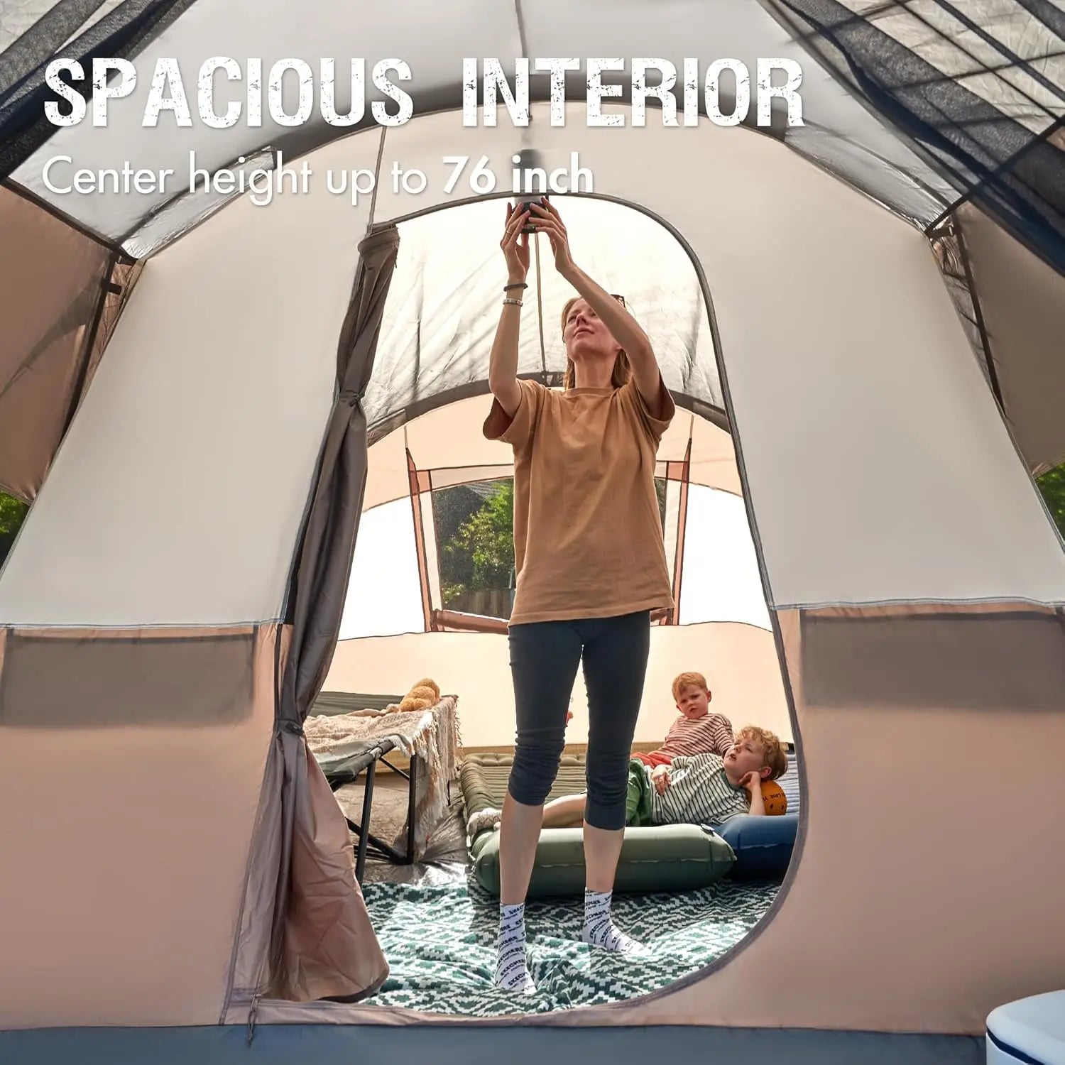 6/8/10 Person Family Camping Tent with Screen Room – Large Waterproof Tunnel Tent with Rainfly for Outdoor Camping