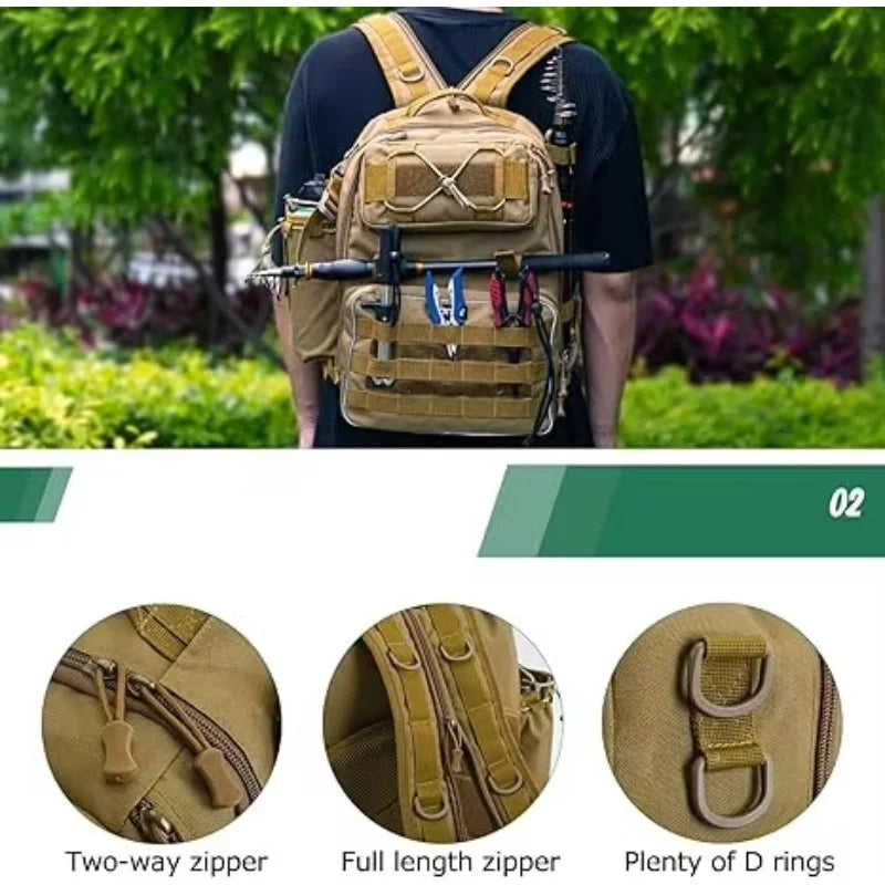 Goture Outdoor Fishing Backpack Large Capacity Waterproof Tackle Bag for Hiking Camping Cycling Multifunction Fishing Tackle Bag