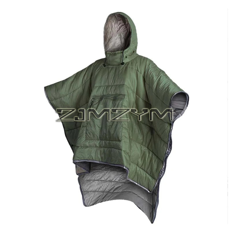 Wearable Sleeping Bag Cloak – Warm Winter Hooded Camping Blanket for Outdoor Travel & Hiking