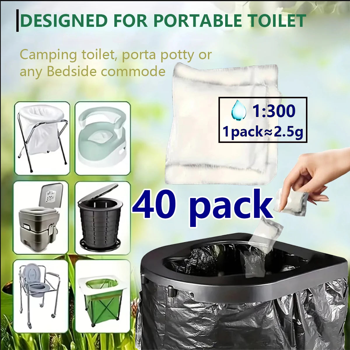 Eco-Friendly Poo Powder Gel for Camping Toilet Waste Disposal