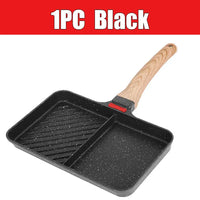 2-Section Versatile Breakfast Omelette Frying Pan Nonstick Divided Egg Pan Square Grill Skillet Steak Griddle Pan for Stove Tops