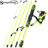 Portable 5-Section Fishing Rod & Reel Combo – Heavy Duty Spinning Fishing Set with 1000-3000 Reel