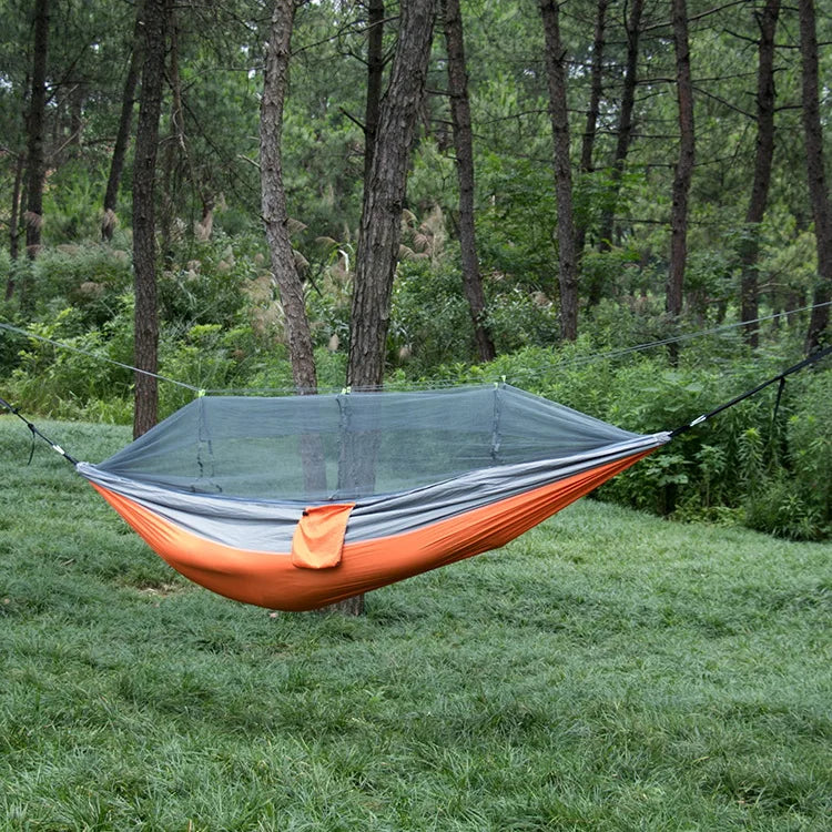 Portable Heavy Duty Nylon Camping Hammock with Mosquito Net – Single/Double Outdoor Travel Hammock