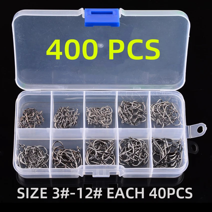 Heavy Duty Fishing Hooks Set – High Carbon Steel Barbed Fishhooks with Storage Box
