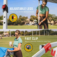 10x10 Pop Up Canopy Tent - One Push Setup, UPF 50+ UV Protection, Water & Flame Resistant, Portable with Wheels & Sand Bags