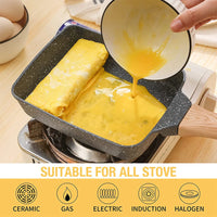 Nonstick Tamagoyaki Pan Japanese Omelette Egg Pan Rectangular Egg Roll Pan with Detachable Anti Scalding Handle for All Stove