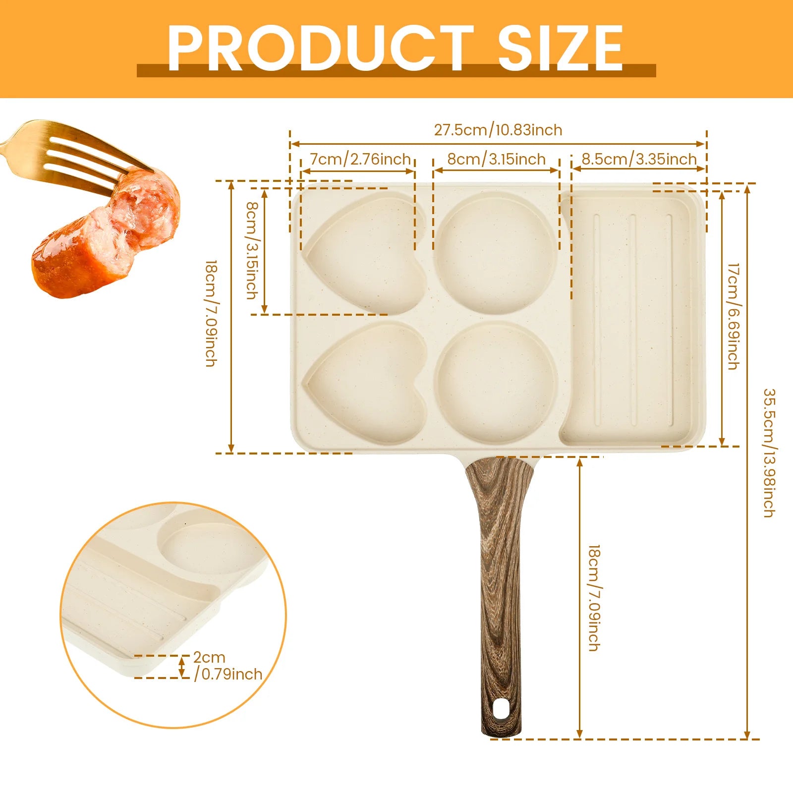 5in1 Frying Pan Multifunctional Egg Frying Pan 5Compartment Easy Cleaning Nonstick Cooking Pots for Cooking Kitchens Accessories