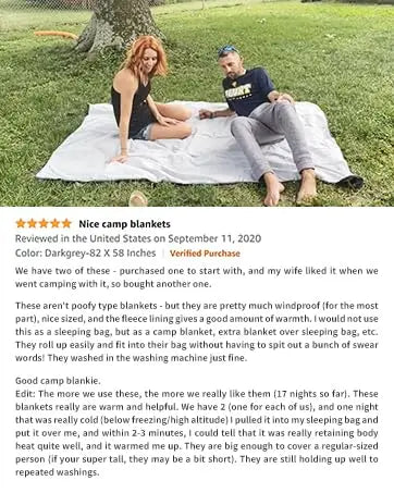 KingCamp Hooded Stadium Blanket - Waterproof & Windproof Fleece Blanket For Sports, Concerts, Park, Travel & Hiking