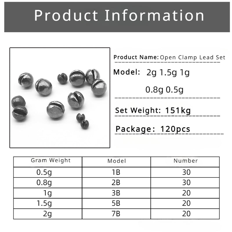 120PCS Fishing Lead Weights Set – Heavy Duty Open Round Sinkers for Raft & Sea Fishing