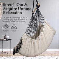 Heavy Duty Macrame Hanging Chair with Cushions (500lb Capacity) – Indoor/Outdoor Cotton Rope Swing Chair with Pocket