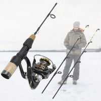 Heavy Duty Winter Ice Fishing Rod & Reel Combo – Carbon Fiber Ice Fishing Pole Set with 2 Tips