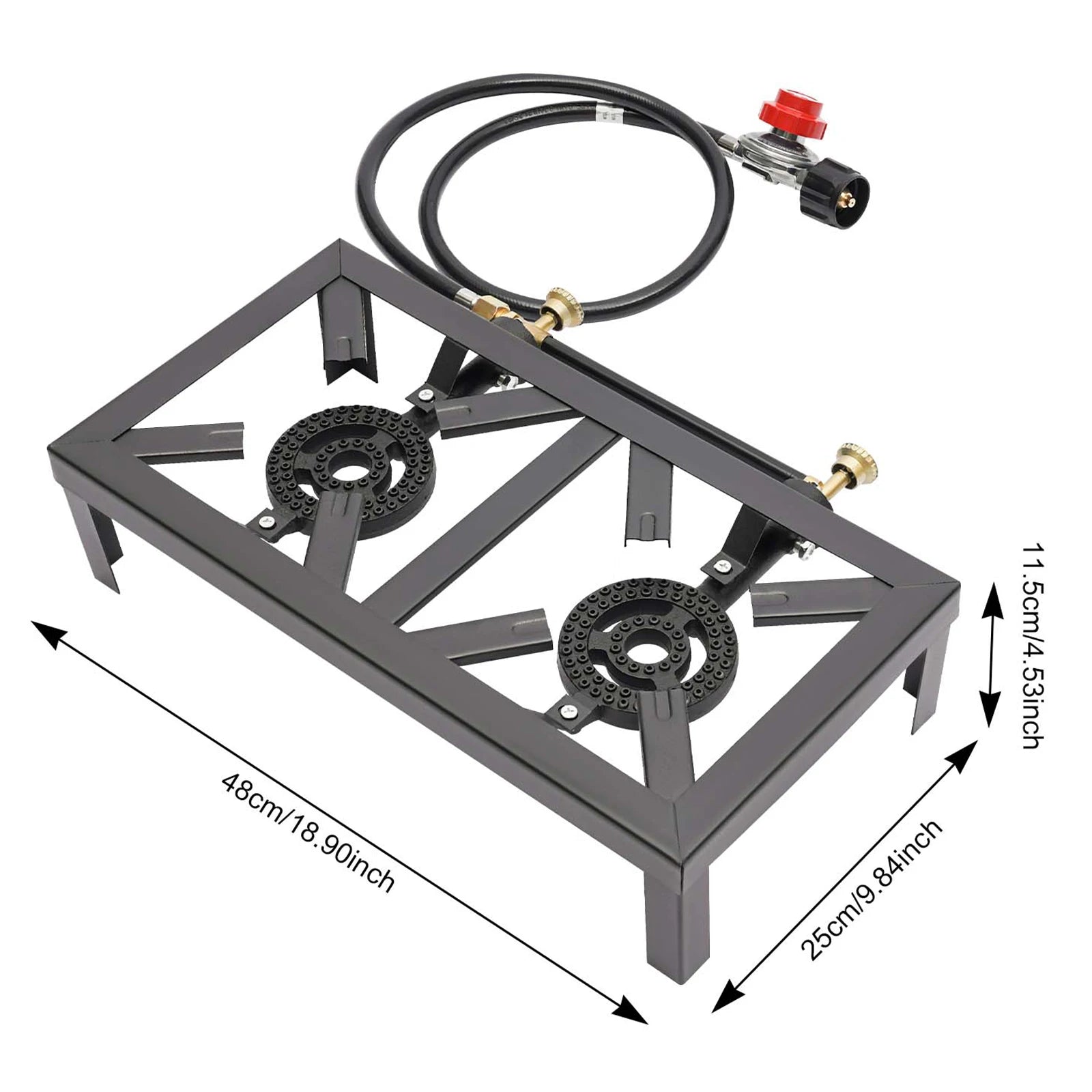 Portable Double Burner Gas Stove – Adjustable Regulator for Camping & BBQ