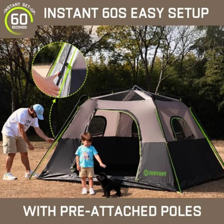 6 Person Instant Camping Tent – Waterproof Pop Up Tent with Rainfly, 60-Second Setup Automatic Family Shelter