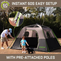 6 Person Instant Camping Tent – Waterproof Pop Up Tent with Rainfly, 60-Second Setup Automatic Family Shelter