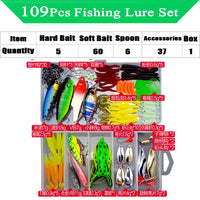 Fishing Lure Kit Set for Bass Pike Crank Tackle with Box
